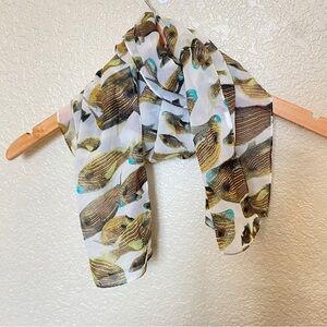 Tropical fish print sheer scarf 10 x 60 snorkeling scuba‎ lover saltwater